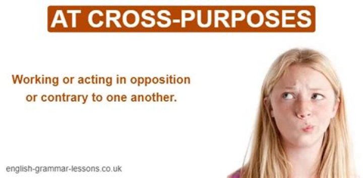 At cross purposes idiom sentence?