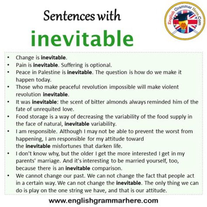 Where to use inevitable in a sentence?