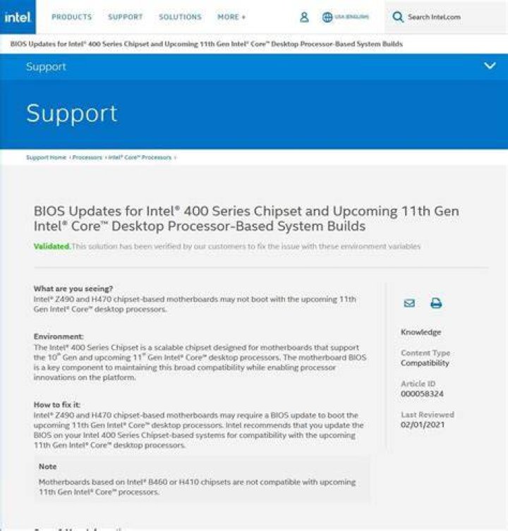 Will b460 support 11th gen?